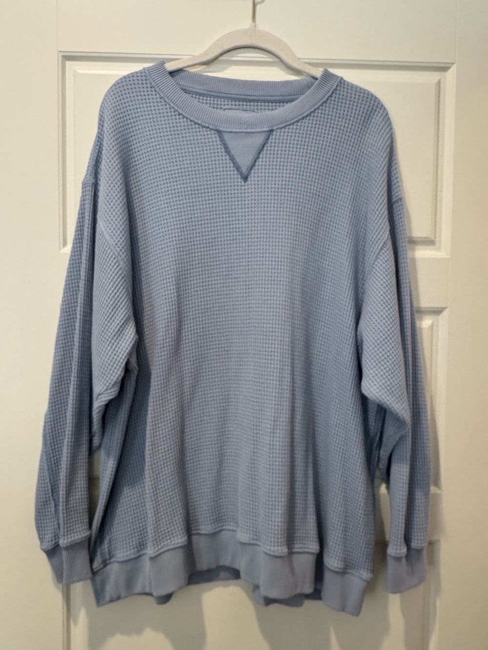 Aerie XL Blue Waffle Knit Sweatshirt